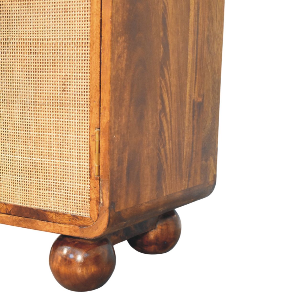 Larissa Rattan 2-Door Cabinet – Solid Mango Wood in Chestnut Finish
