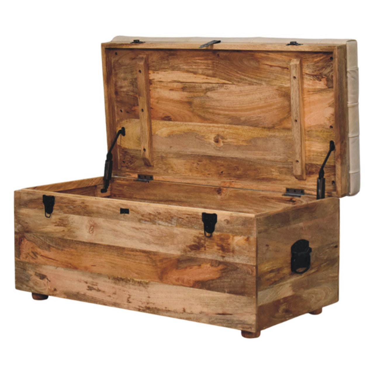 Beige Buffalo Leather Storage Trunk