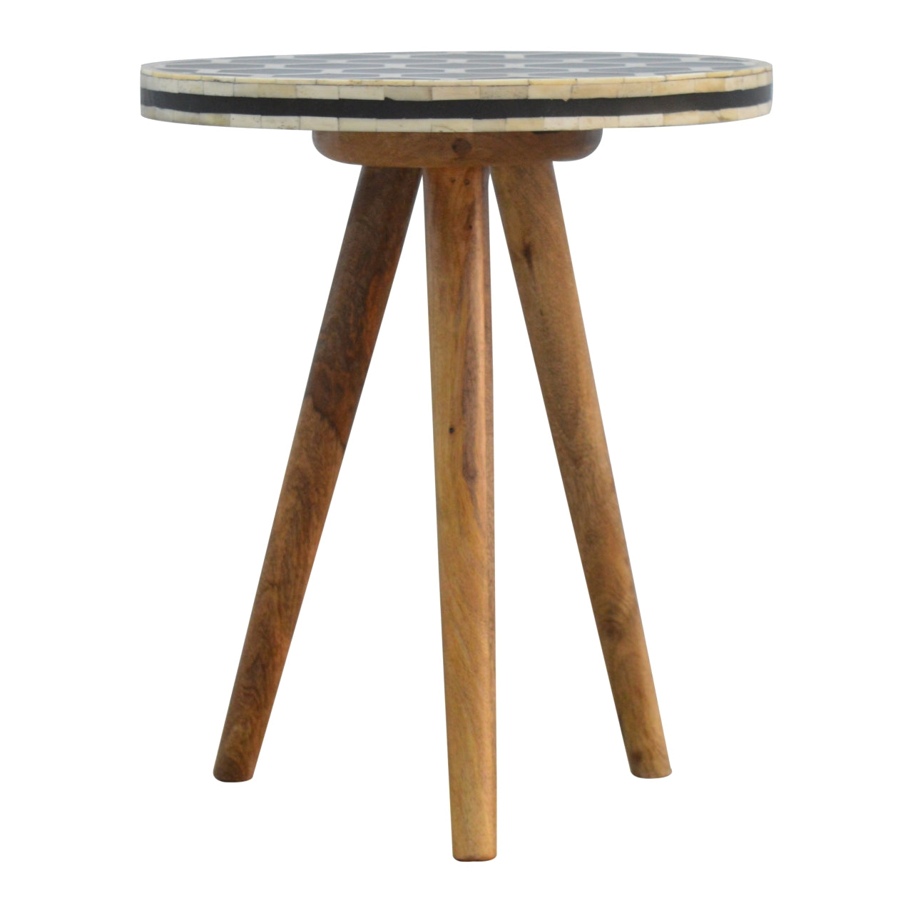 Bone Inlay Tripod Side Table – Solid Mango Wood & Hexagonal Design