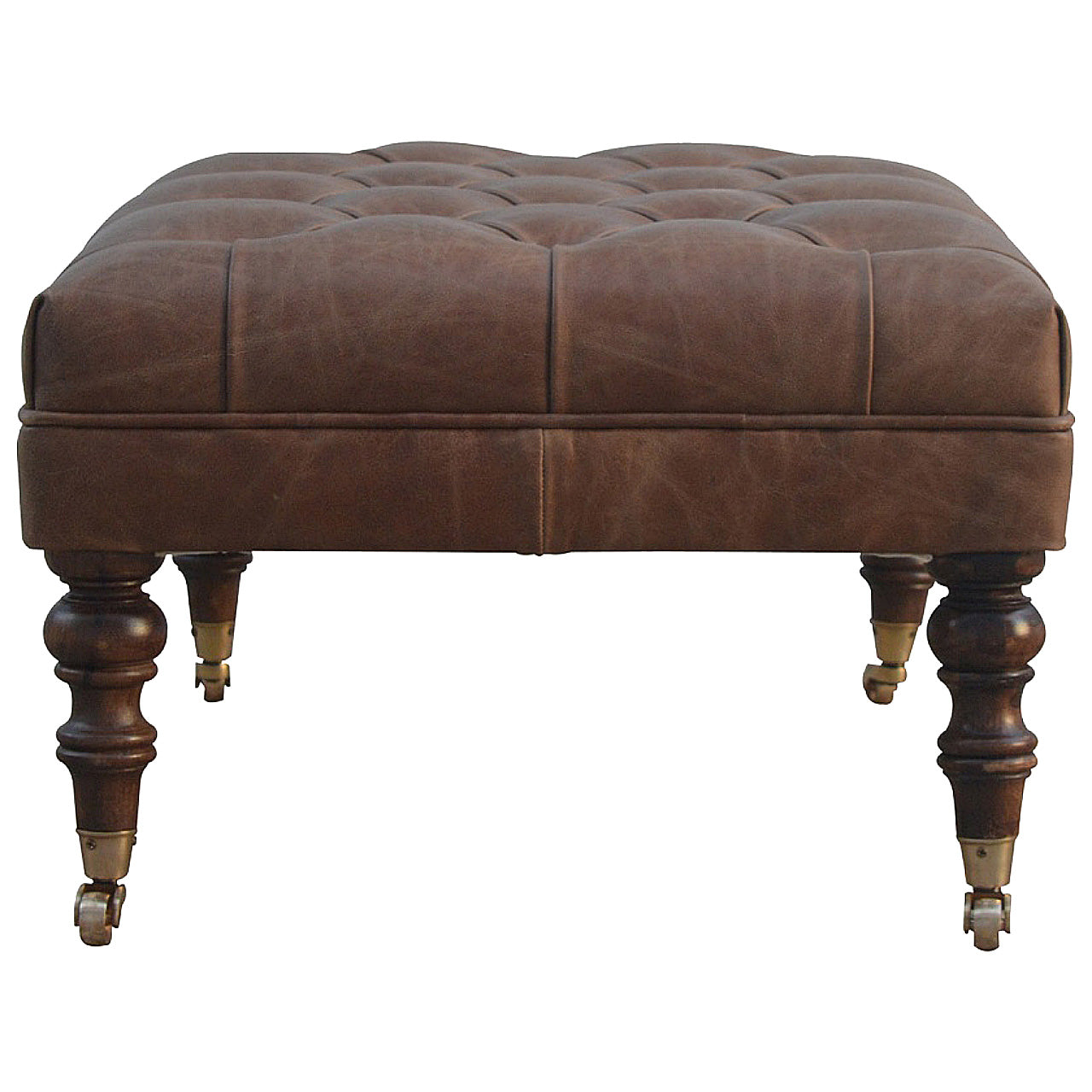 Buffalo Chestnut Leather Ottoman