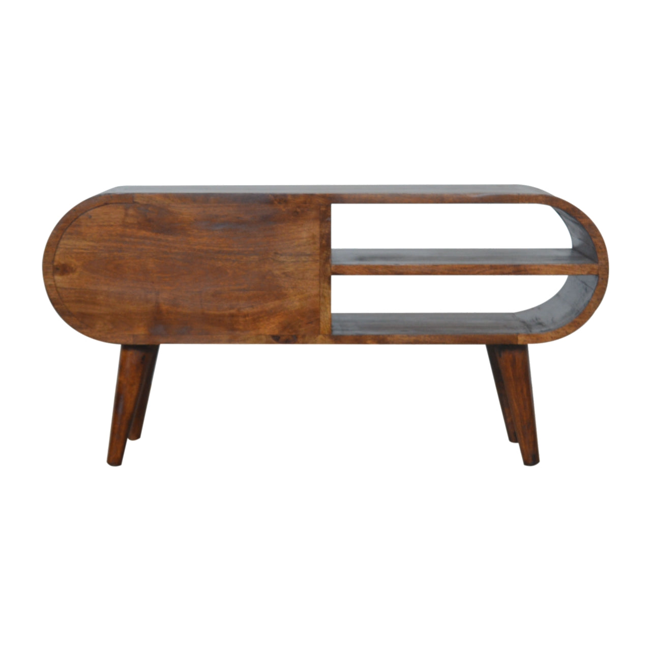 Chestnut Round Media Unit with Drawers