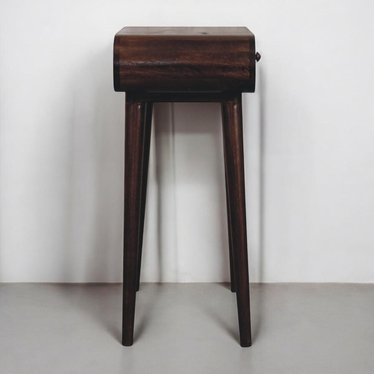 Mini California Walnut Dressing Table - Solid Mango Wood Vanity | Foldable Mirror | Scandinavian Makeup Table