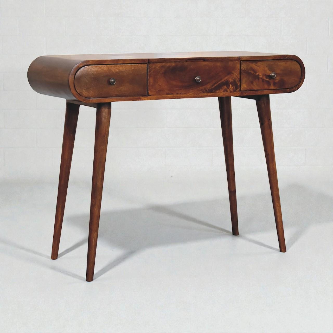 Chestnut Mirror Dressing Table – Solid Mango Wood Vanity | Nordic Style Makeup Table