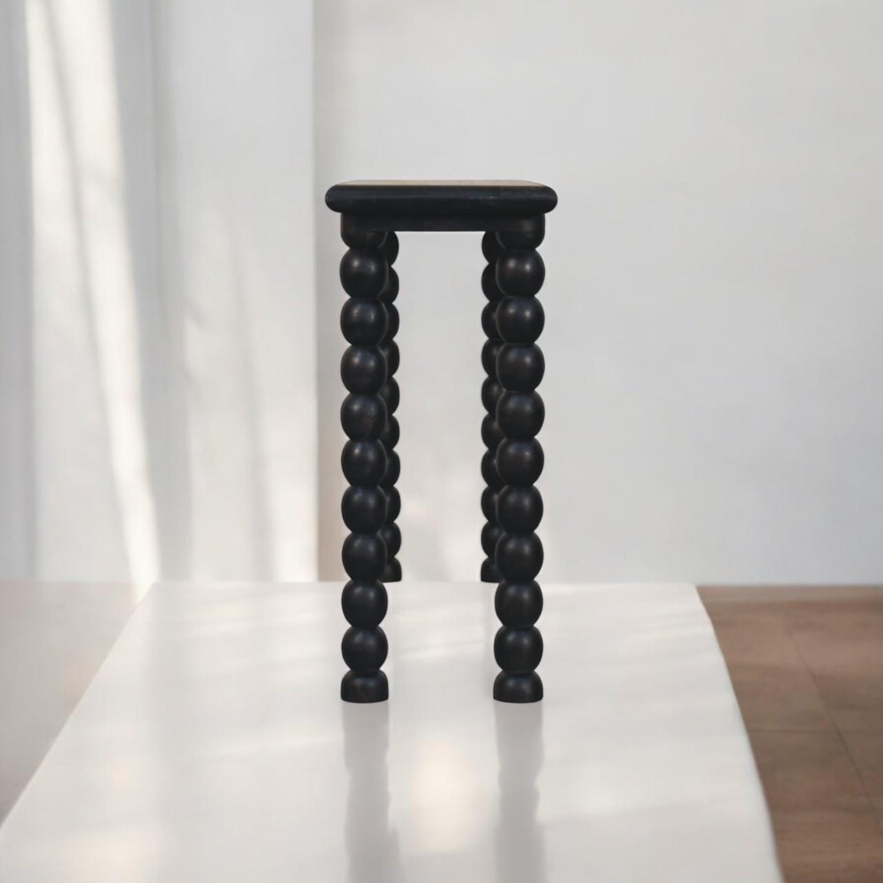 Spindle Linear Console Table | Solid Mango Wood Hallway Furniture | Black Wood