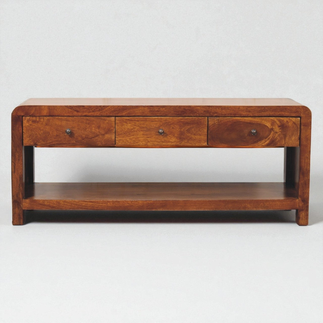 Aspen Solid Mango Wood Media Unit – Chestnut Finish