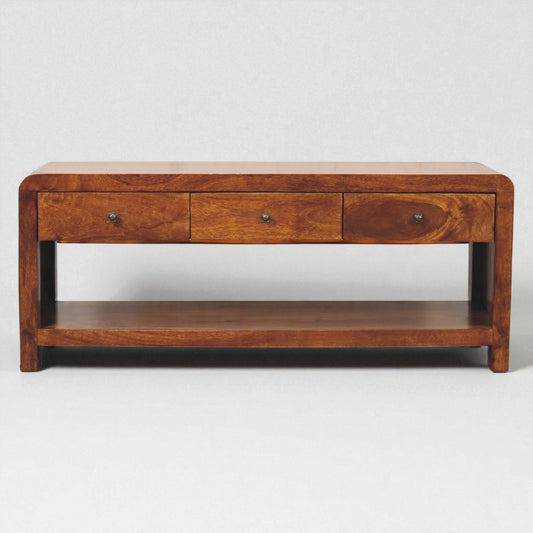 Aspen Solid Mango Wood Media Unit – Chestnut Finish