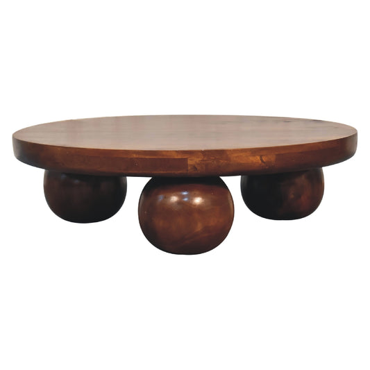 Chestnut Round Coffee Table with Ball Feet