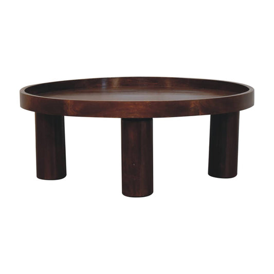 Round Raised-Edge Coffee Table — Chestnut