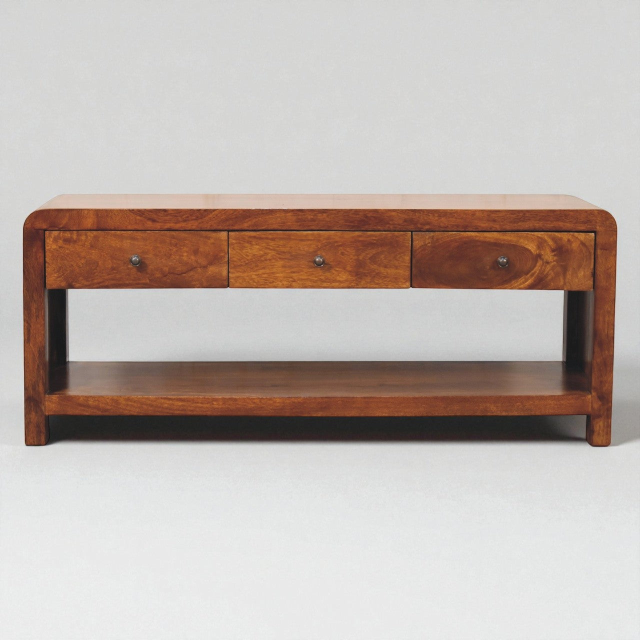 Aspen Solid Mango Wood Media Unit – Chestnut Finish