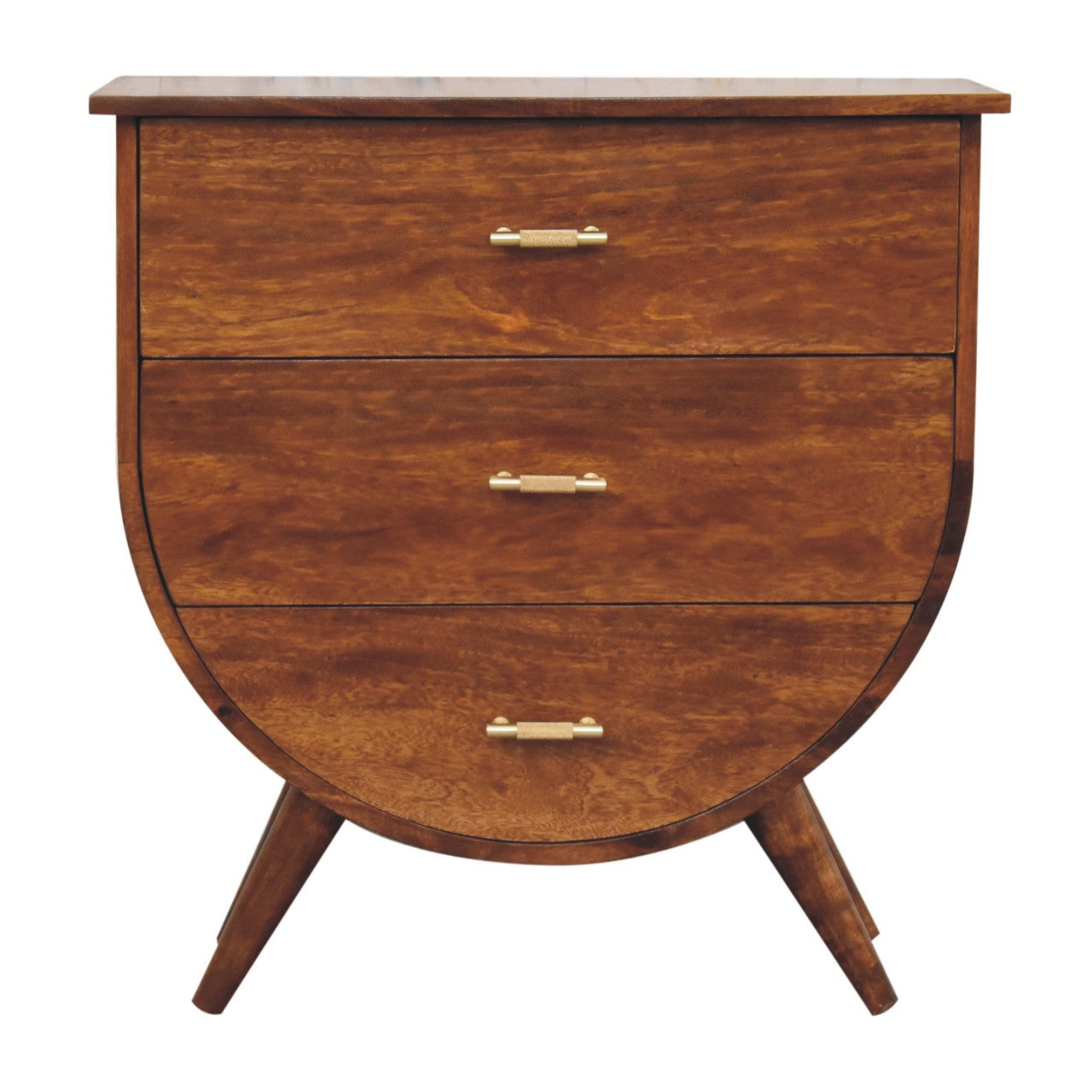 Gira Bedside Chest – Curved Elegance in Chestnut
