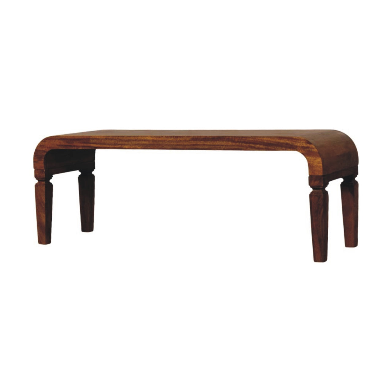 Amber Oak Solid Wood Coffee Table — Rounded Edge Design