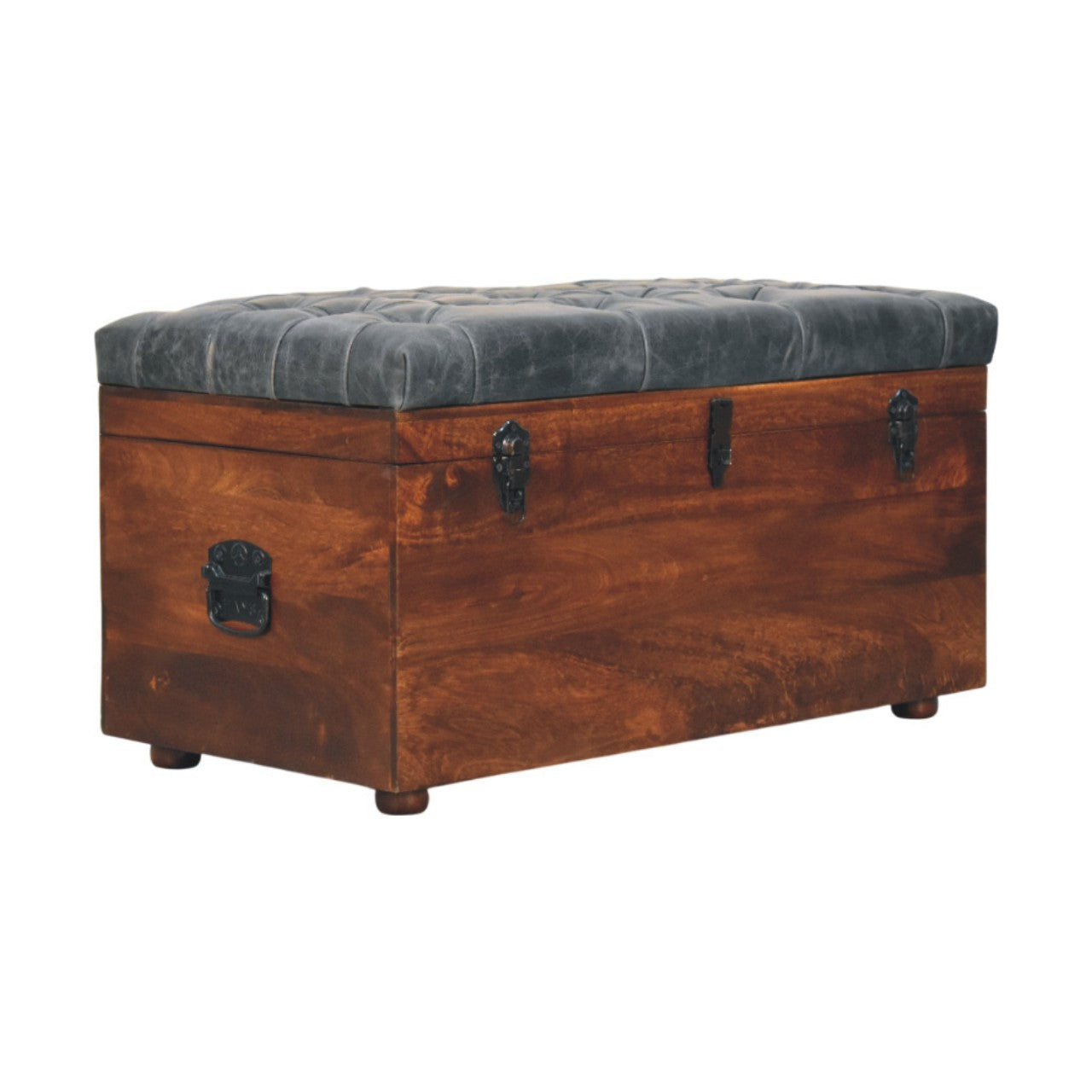 Buffalo Leather Storage Trunk in California Walnut