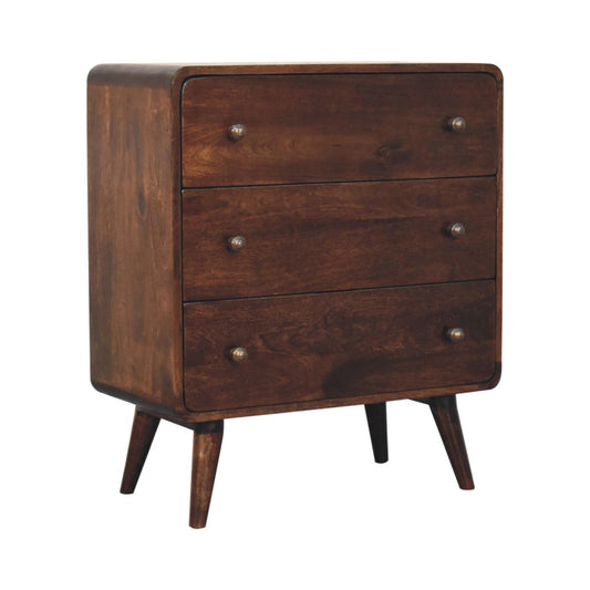 Walnut Curved Front Chest of Drawers