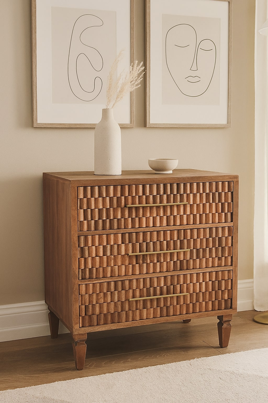 Arno Chest of Drawers – Golden Teak Finish