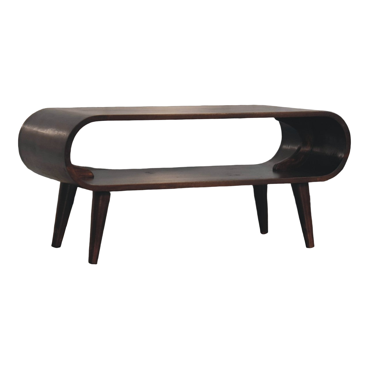 Handcrafted Walnut Coffee Table with Rounded Edges & Storage