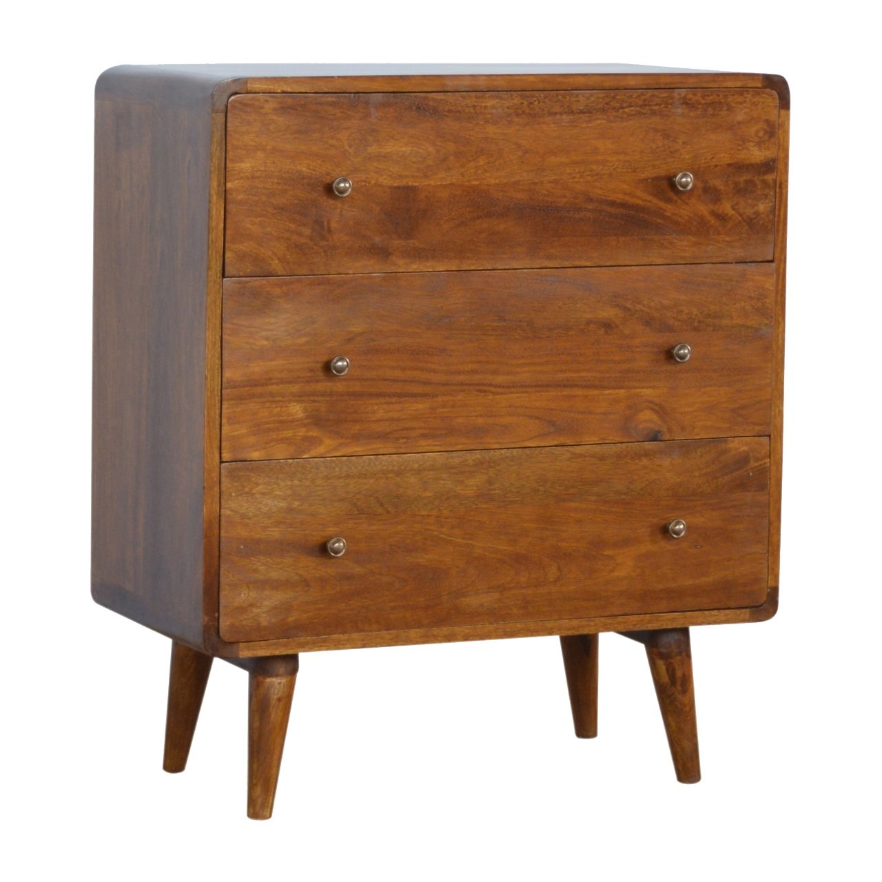 Curved Chestnut 3-Drawer Chest