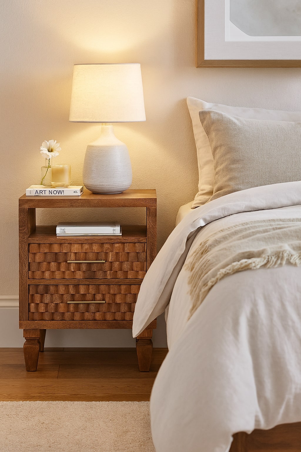 Arno Bedside Table – Golden Teak Finish
