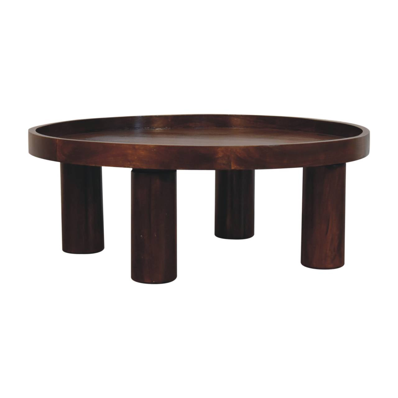 Round Raised-Edge Coffee Table — Chestnut