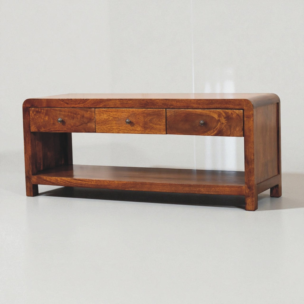 Aspen Solid Mango Wood Media Unit – Chestnut Finish