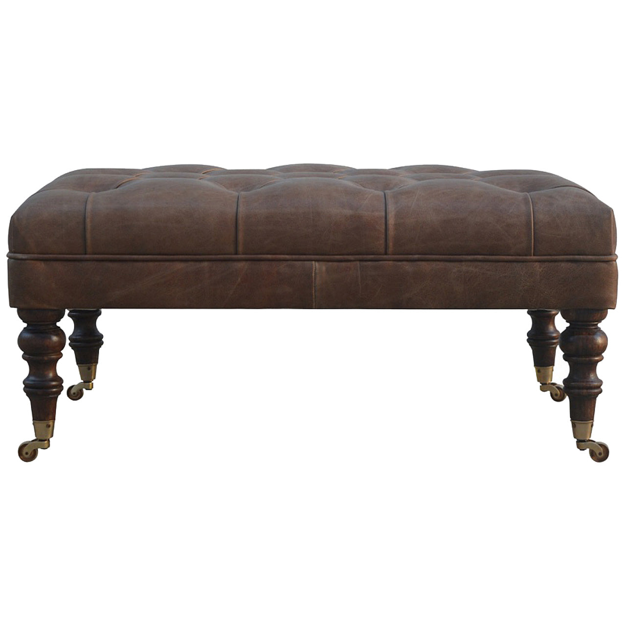 Buffalo Chestnut Leather Ottoman