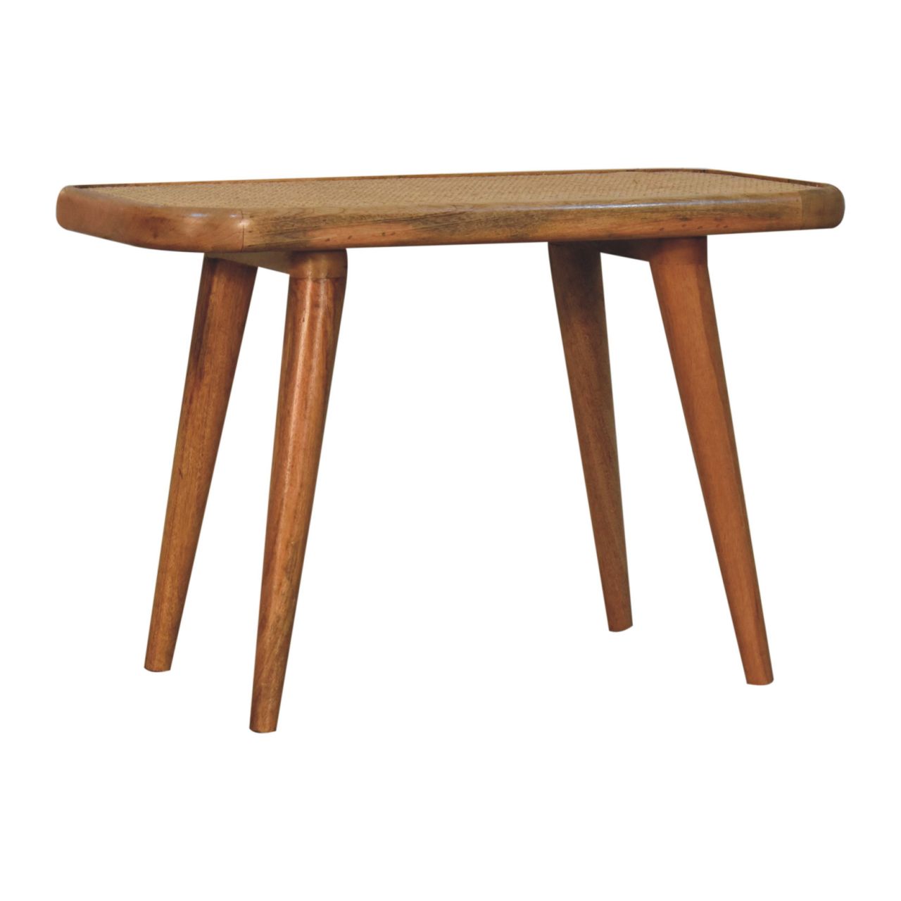 Larissa Rattan Bench – Solid Mango Wood with Handwoven Top