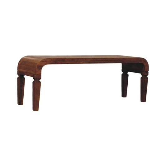 Amber Oak Solid Wood Coffee Table — Rounded Edge Design