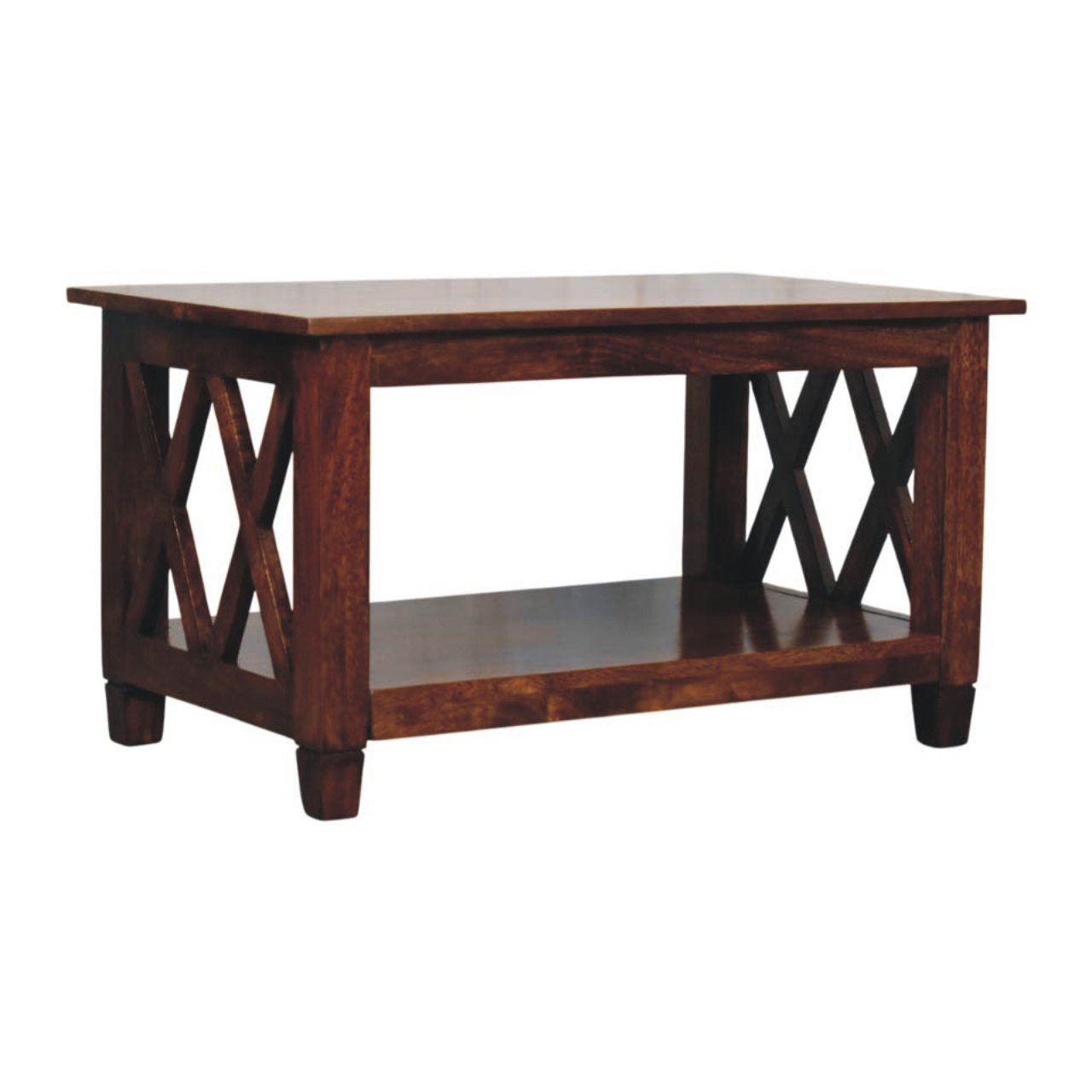 Chestnut Coffee Table with X-Frame Sides