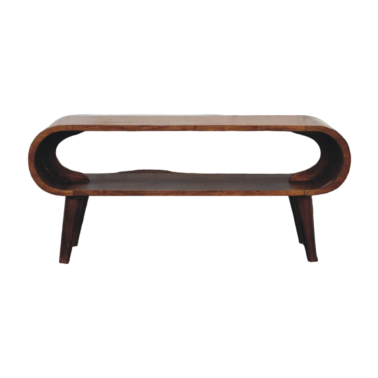Amaya Nordic Coffee Table in Solid Mango Wood with Chestnut Finish