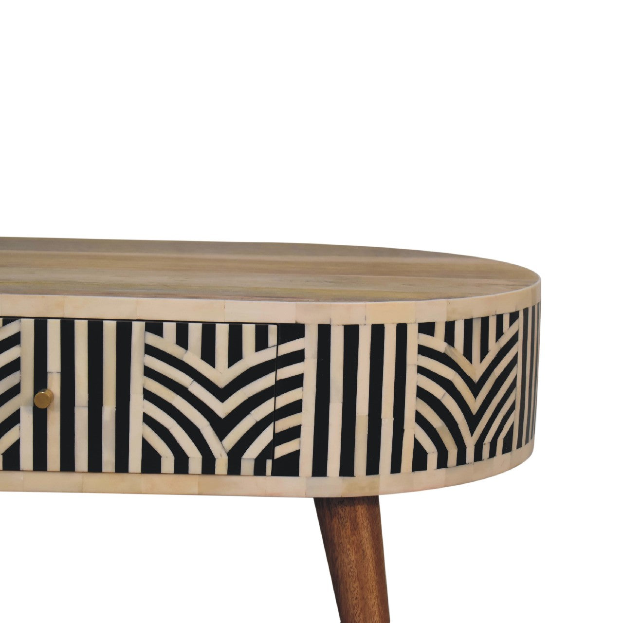 Bone Inlay Coffee Table — Oak Finish & Solid Mango Wood