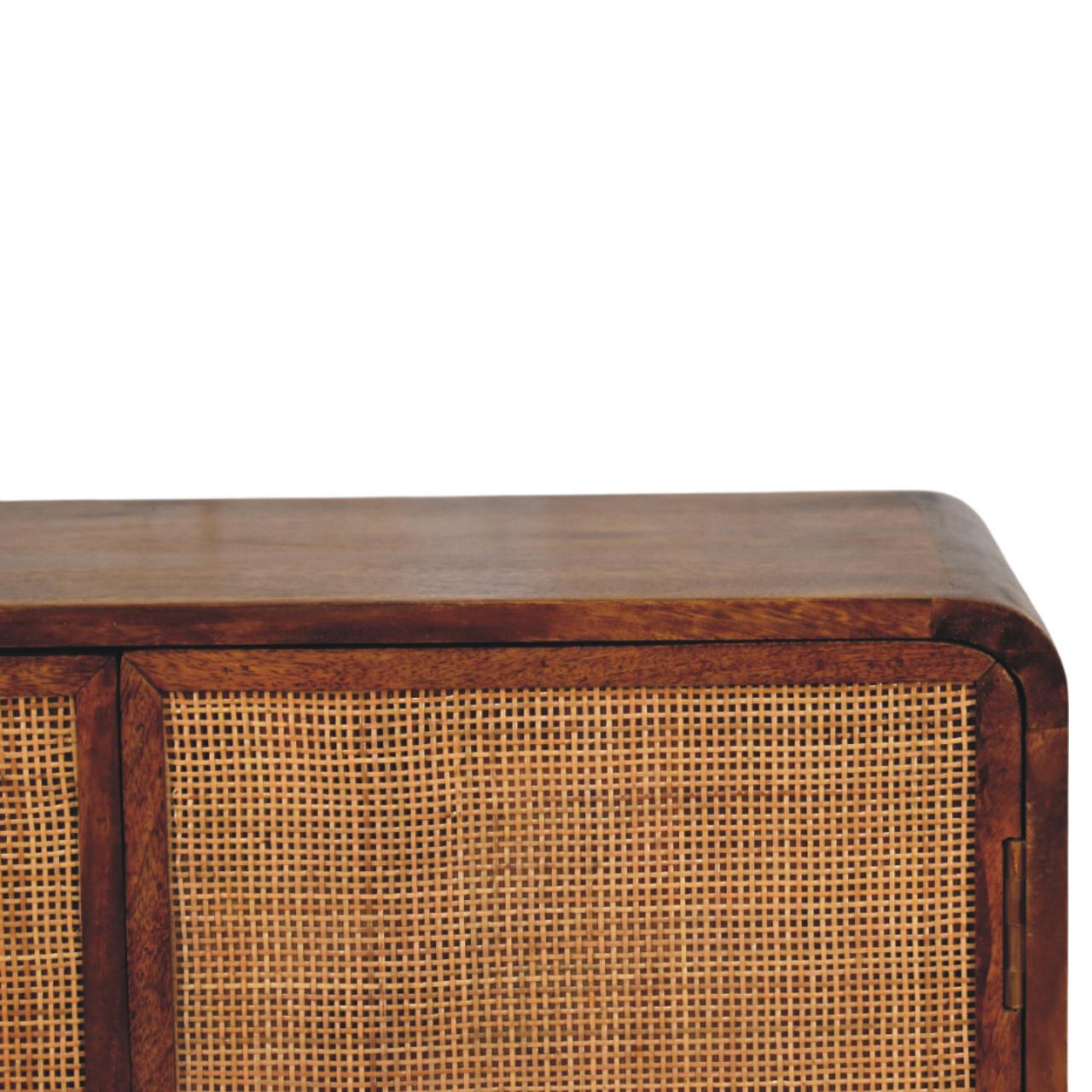Larissa Rattan 2-Door Cabinet – Solid Mango Wood in Chestnut Finish