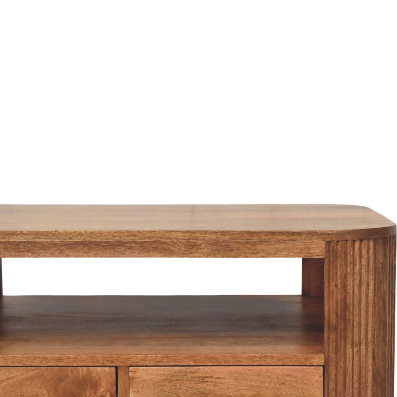 Briarwood Fluted Coffee Table – Solid Mango Wood in Golden Teak Finish