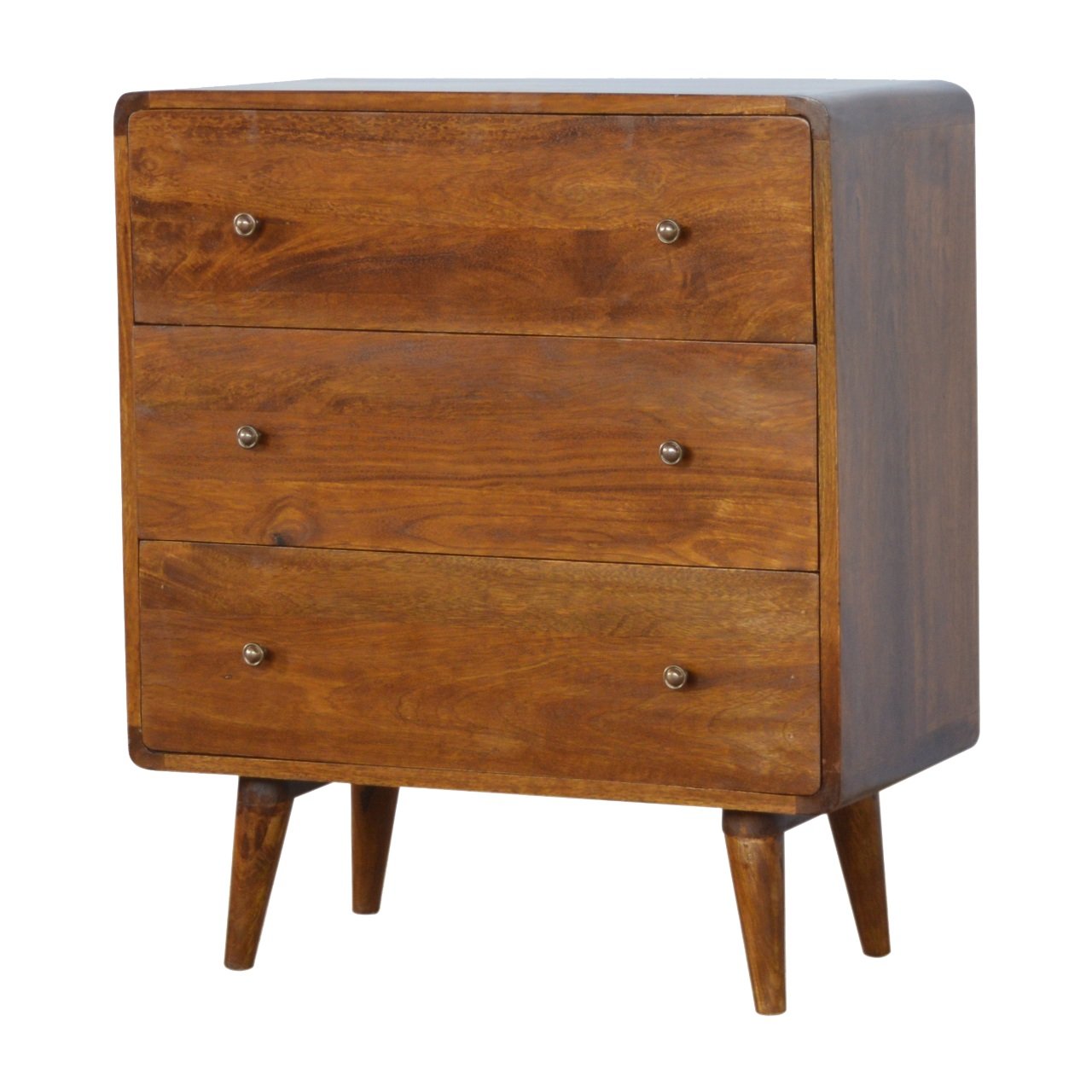 Curved Chestnut 3-Drawer Chest