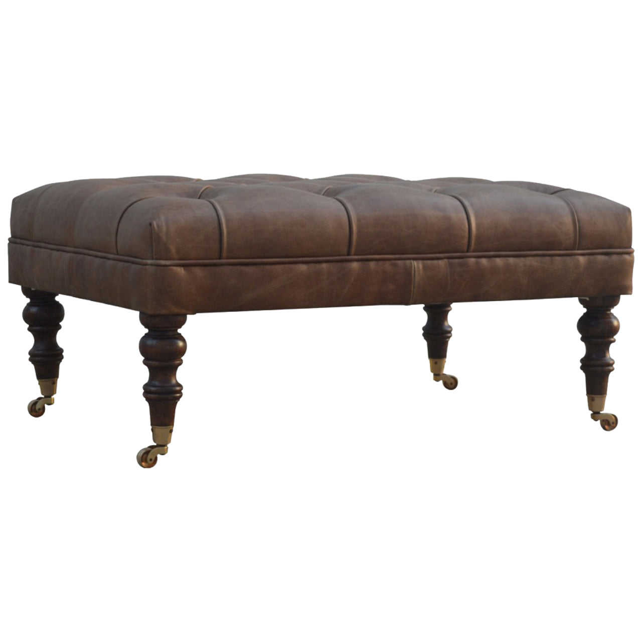 Buffalo Chestnut Leather Ottoman