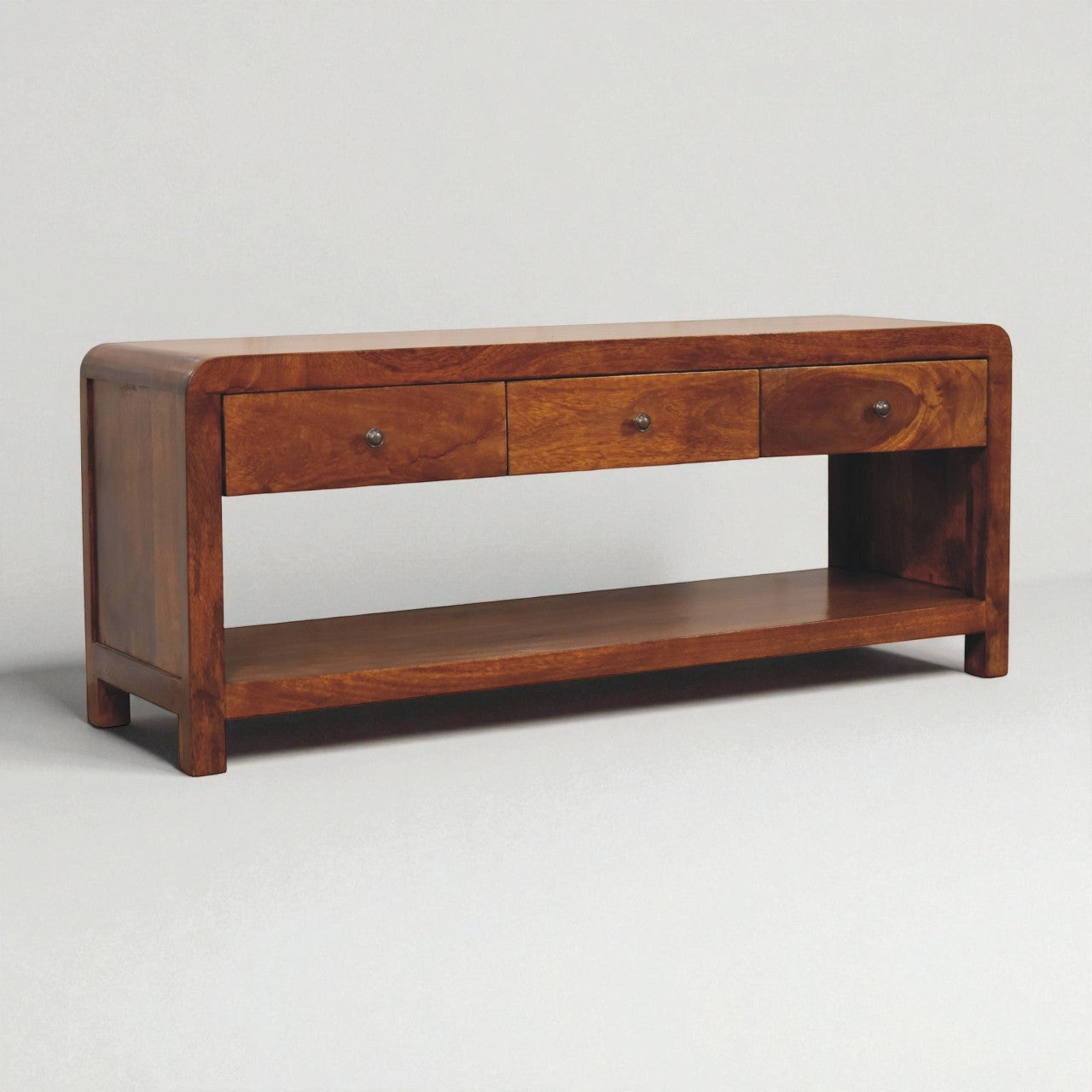 Aspen Solid Mango Wood Media Unit – Chestnut Finish