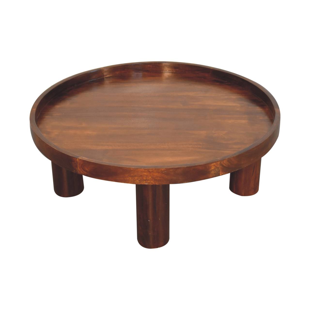 Round Raised-Edge Coffee Table — Chestnut