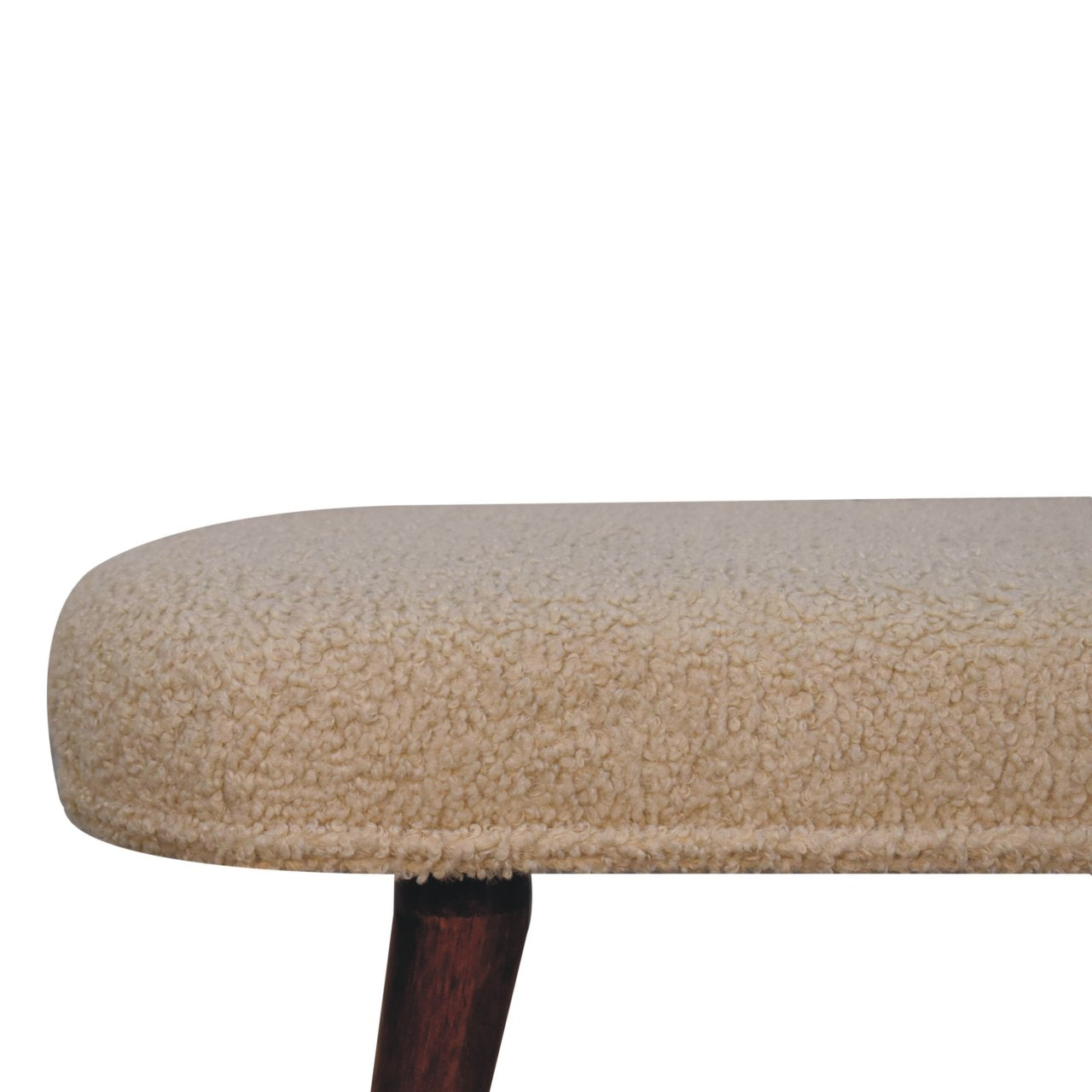 Honey Caramel Cream Bouclé Bench – Nordic Solid Wood Design