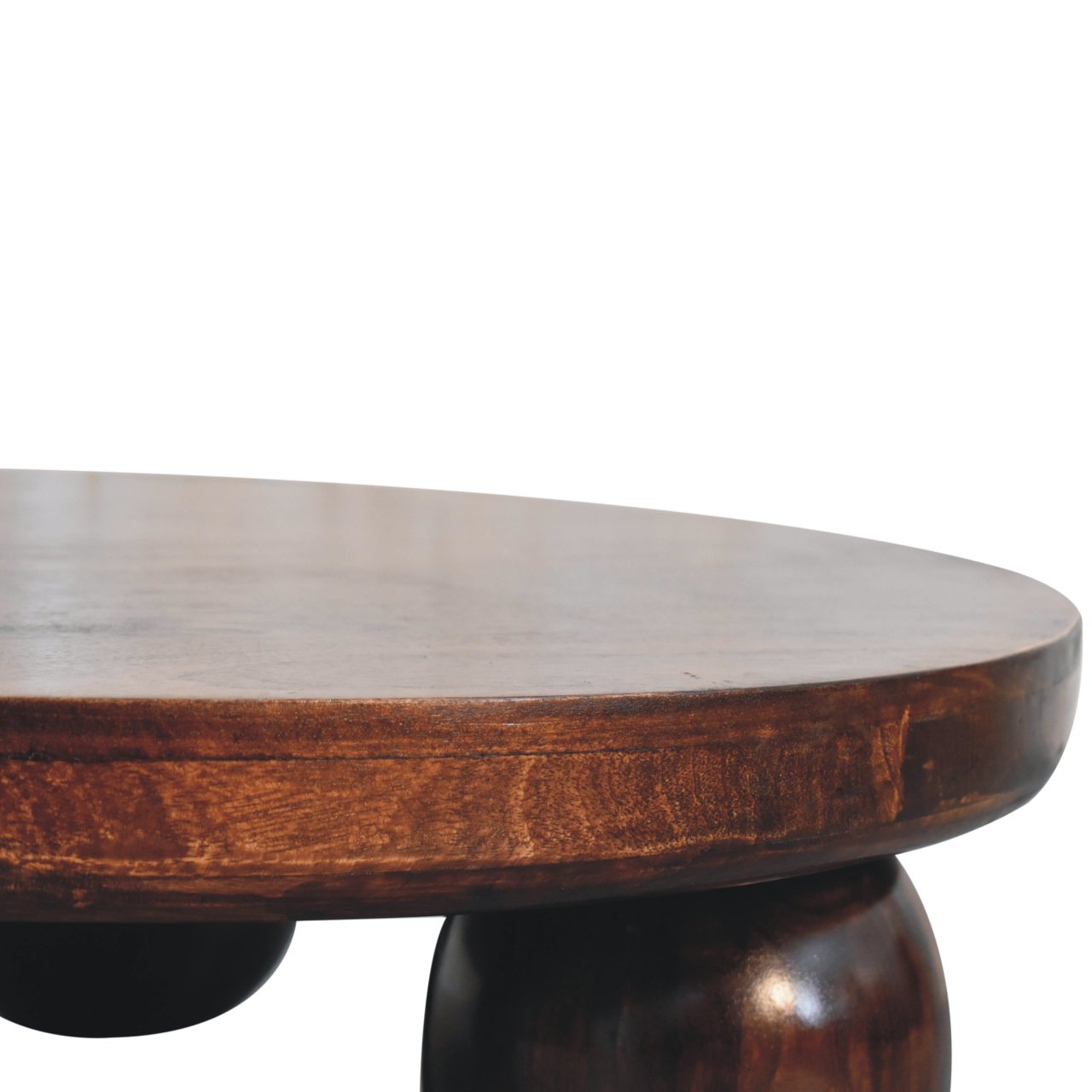 California Walnut Round Coffee Table - Ball Feet