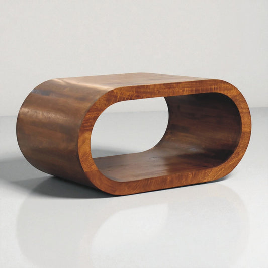 Amaya Handcrafted Curved Coffee Table – Solid Mango Wood
