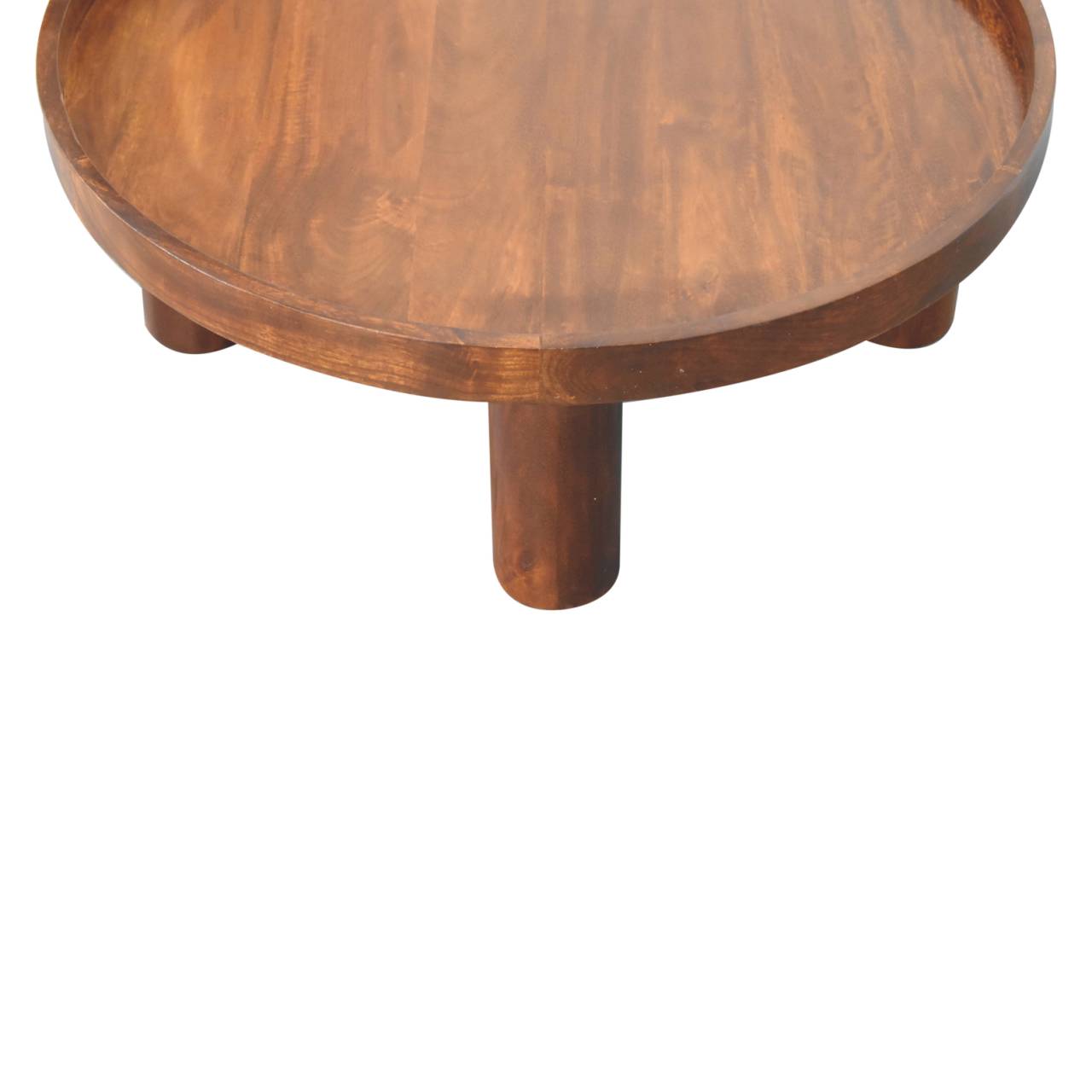 Round Raised-Edge Coffee Table — Chestnut