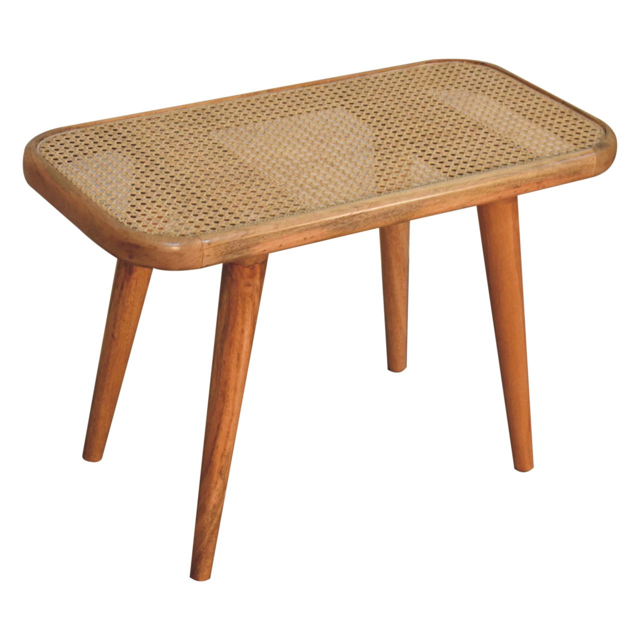 Larissa Rattan Bench – Solid Mango Wood with Handwoven Top