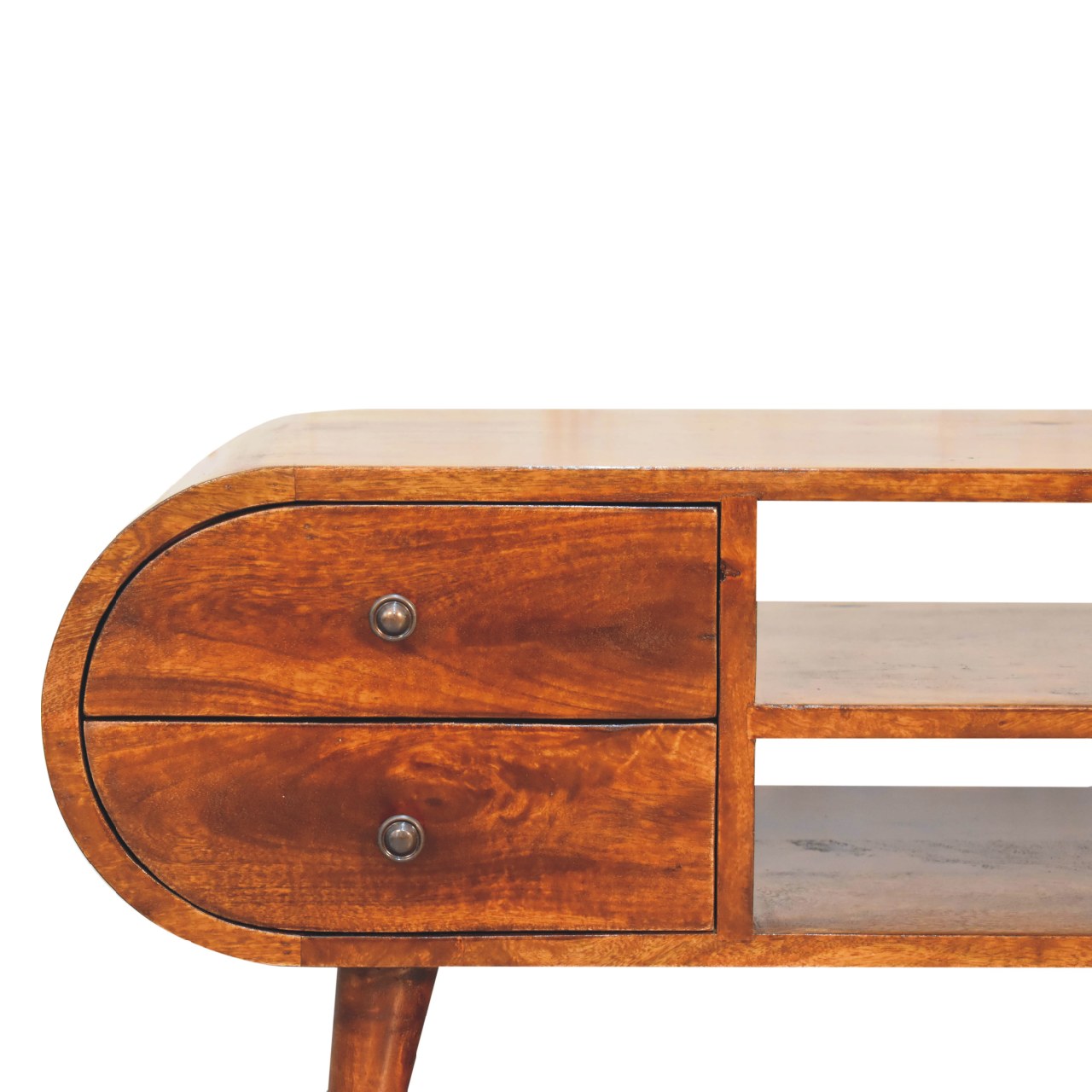 Large Chestnut Round Media Unit — Solid Mango Wood