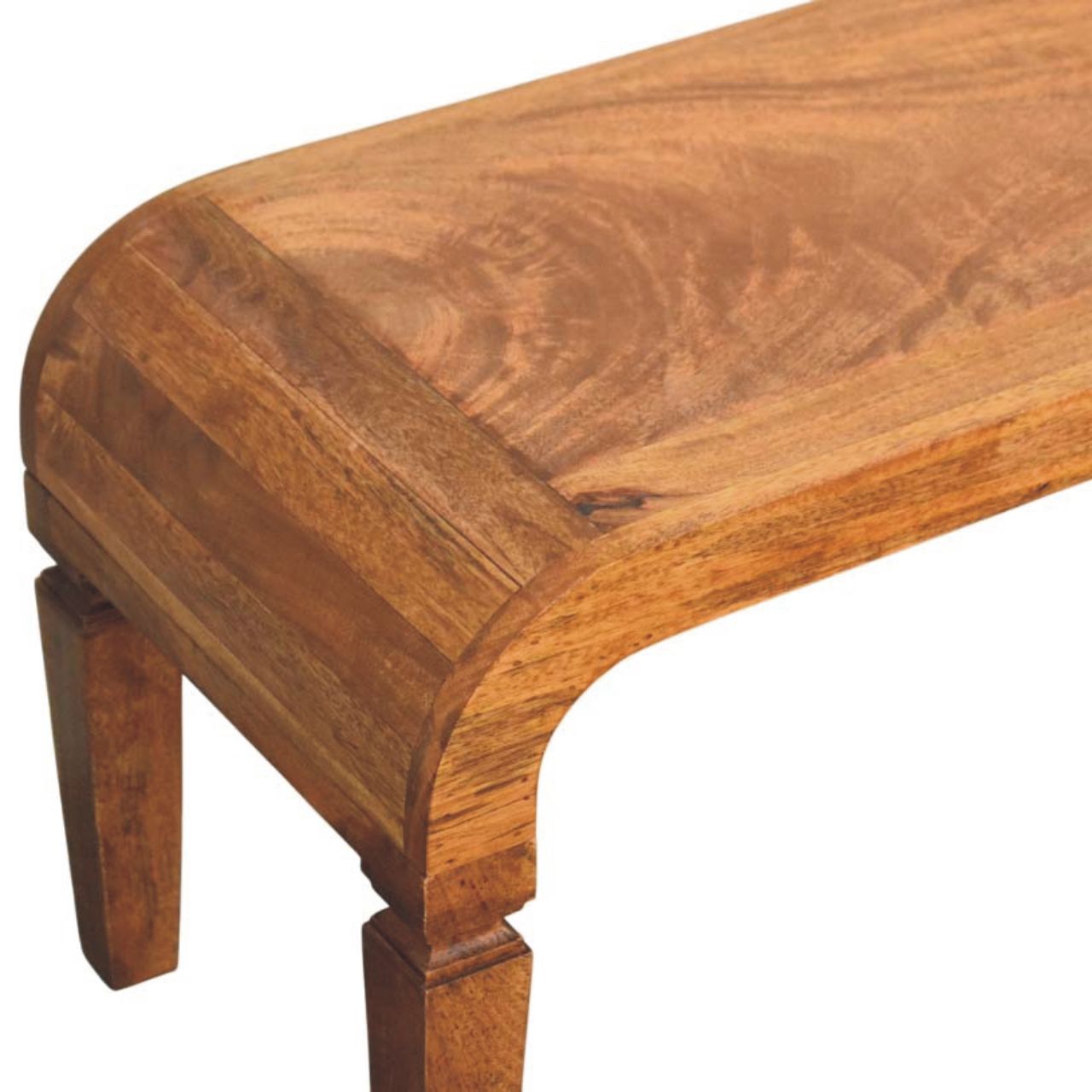 Amber Oak Solid Wood Coffee Table — Rounded Edge Design