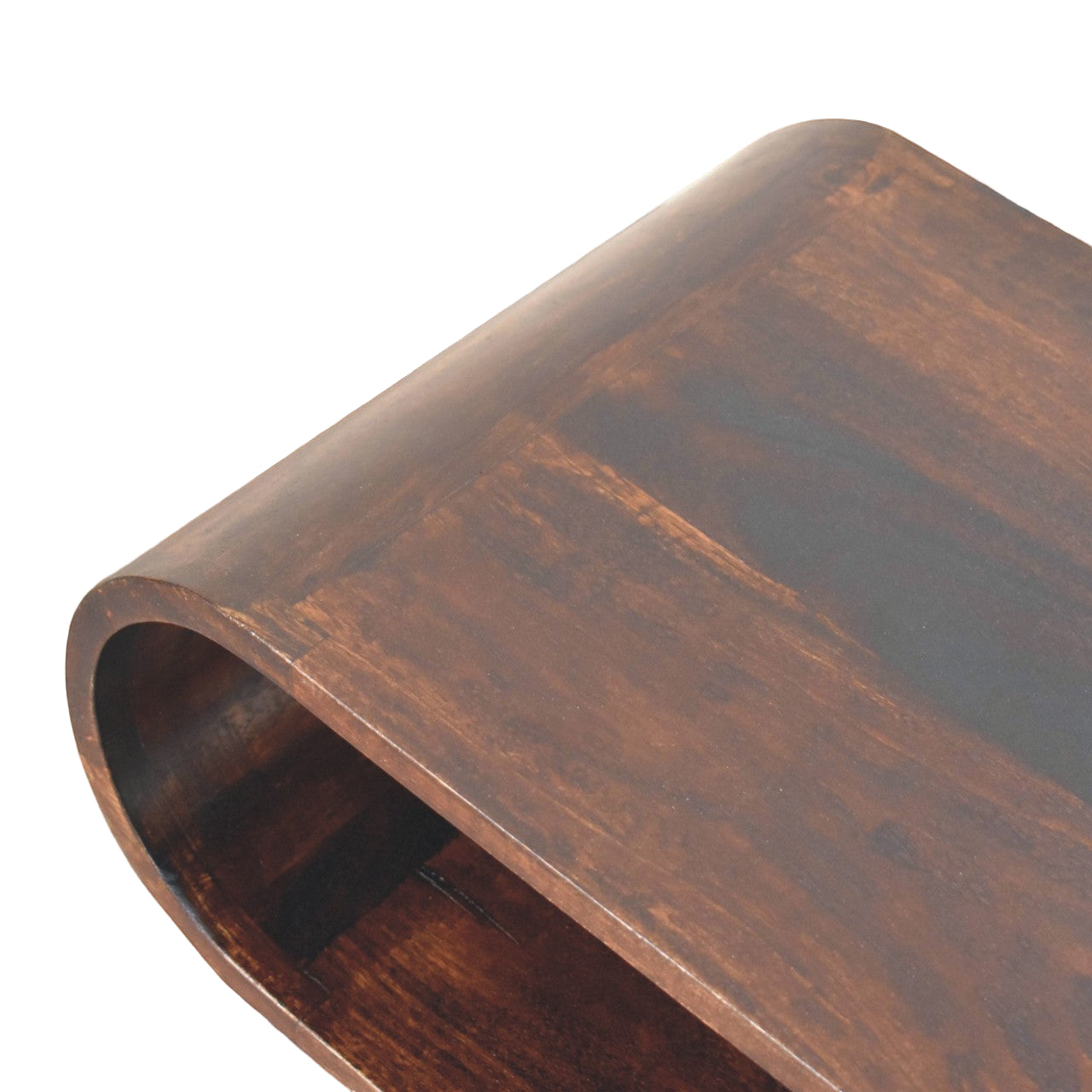 Handcrafted Walnut Coffee Table with Rounded Edges & Storage