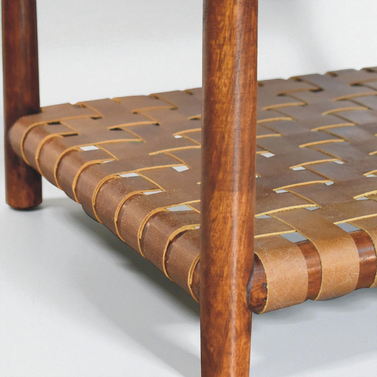 Handmade Regency Woven Console Table – Mango Wood Chestnut Finish with Drawers