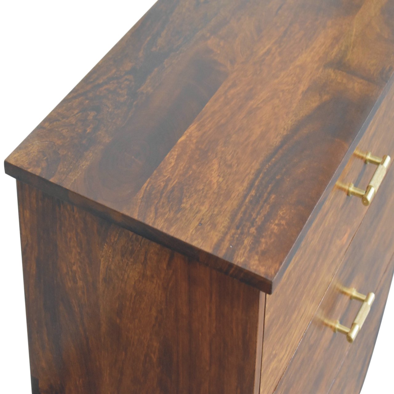 Gira Bedside Chest – Curved Elegance in Chestnut