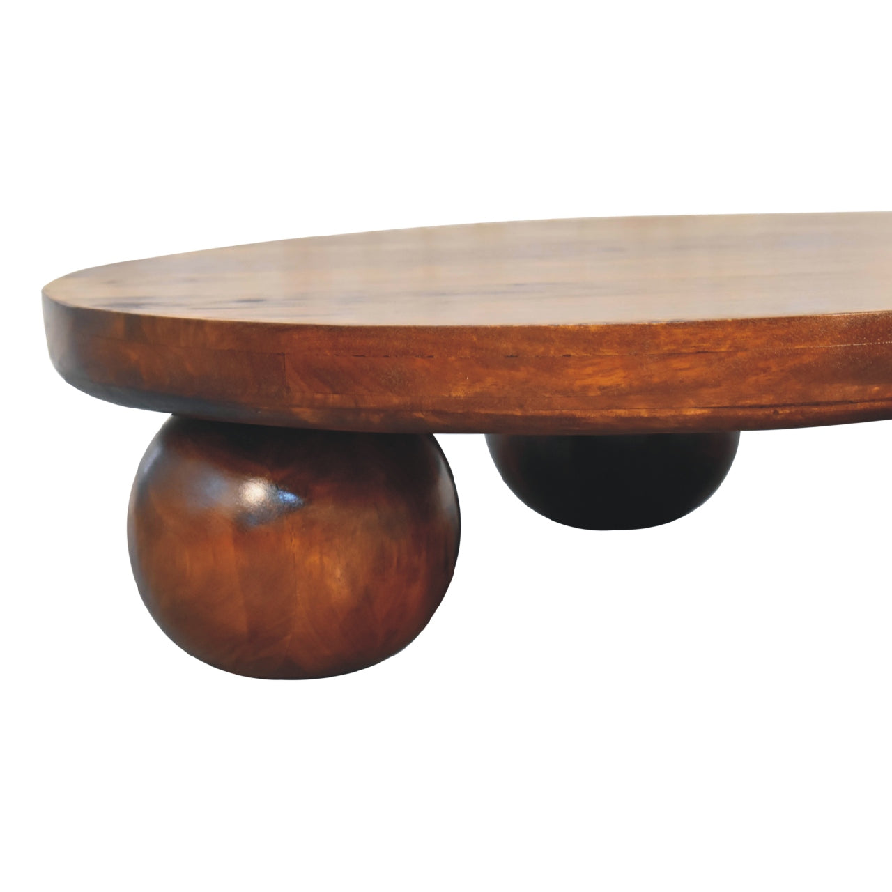 Chestnut Round Coffee Table with Ball Feet