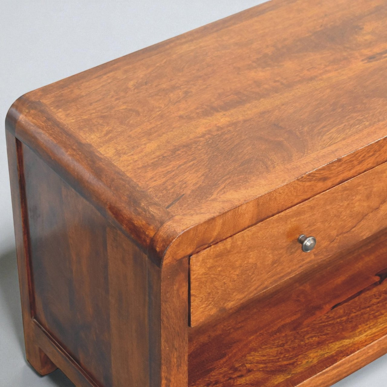 Aspen Solid Mango Wood Media Unit – Chestnut Finish