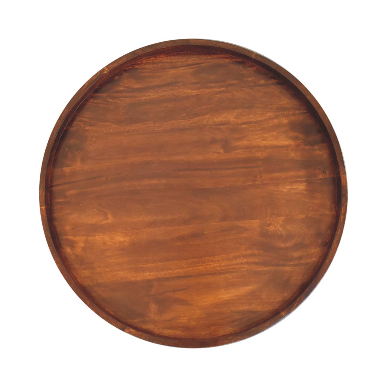 Round Raised-Edge Coffee Table — Chestnut