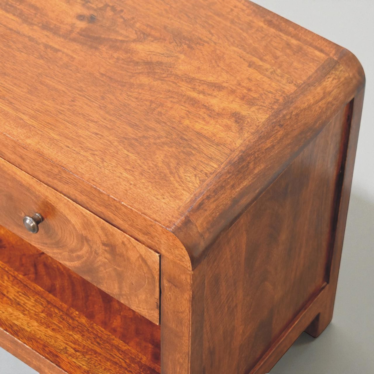 Aspen Solid Mango Wood Media Unit – Chestnut Finish