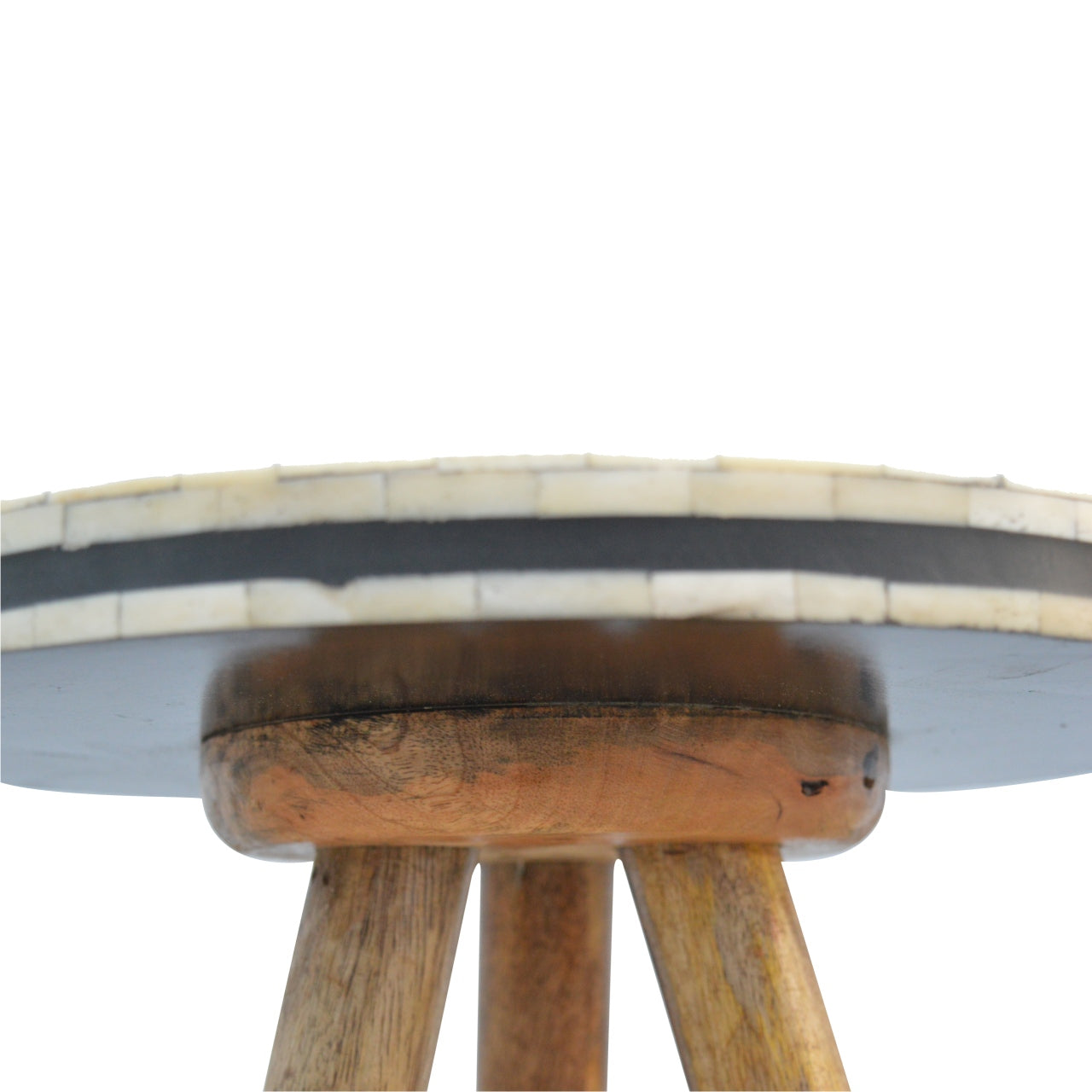 Bone Inlay Tripod Side Table – Solid Mango Wood & Hexagonal Design
